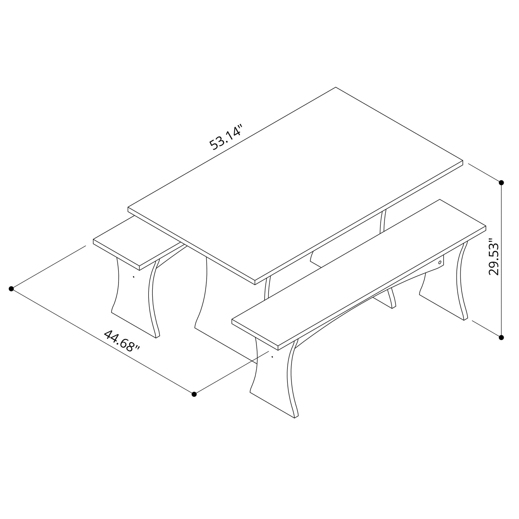 Coney Dining in White (set of 3) - Ornate Home