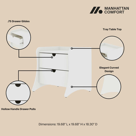 Coney Nightstand in White (set of 2) - Ornate Home