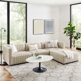 Conjure Black/Beige 4-Piece Channel Tufted Upholstered Fabric Sectional Sofa - Ornate Home