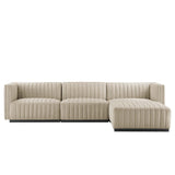 Conjure Black/Beige 4-Piece Channel Tufted Upholstered Fabric Sectional Sofa - Ornate Home