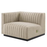 Conjure Black/Beige 4-Piece Channel Tufted Upholstered Fabric Sectional Sofa - Ornate Home