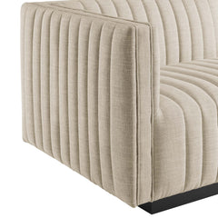 Conjure Black/Beige 4-Piece Channel Tufted Upholstered Fabric Sectional Sofa - Ornate Home