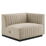 Conjure Black/Beige 4-Piece Channel Tufted Upholstered Fabric Sectional Sofa - Ornate Home