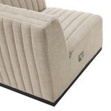 Conjure Black/Beige 4-Piece Channel Tufted Upholstered Fabric Sectional Sofa - Ornate Home