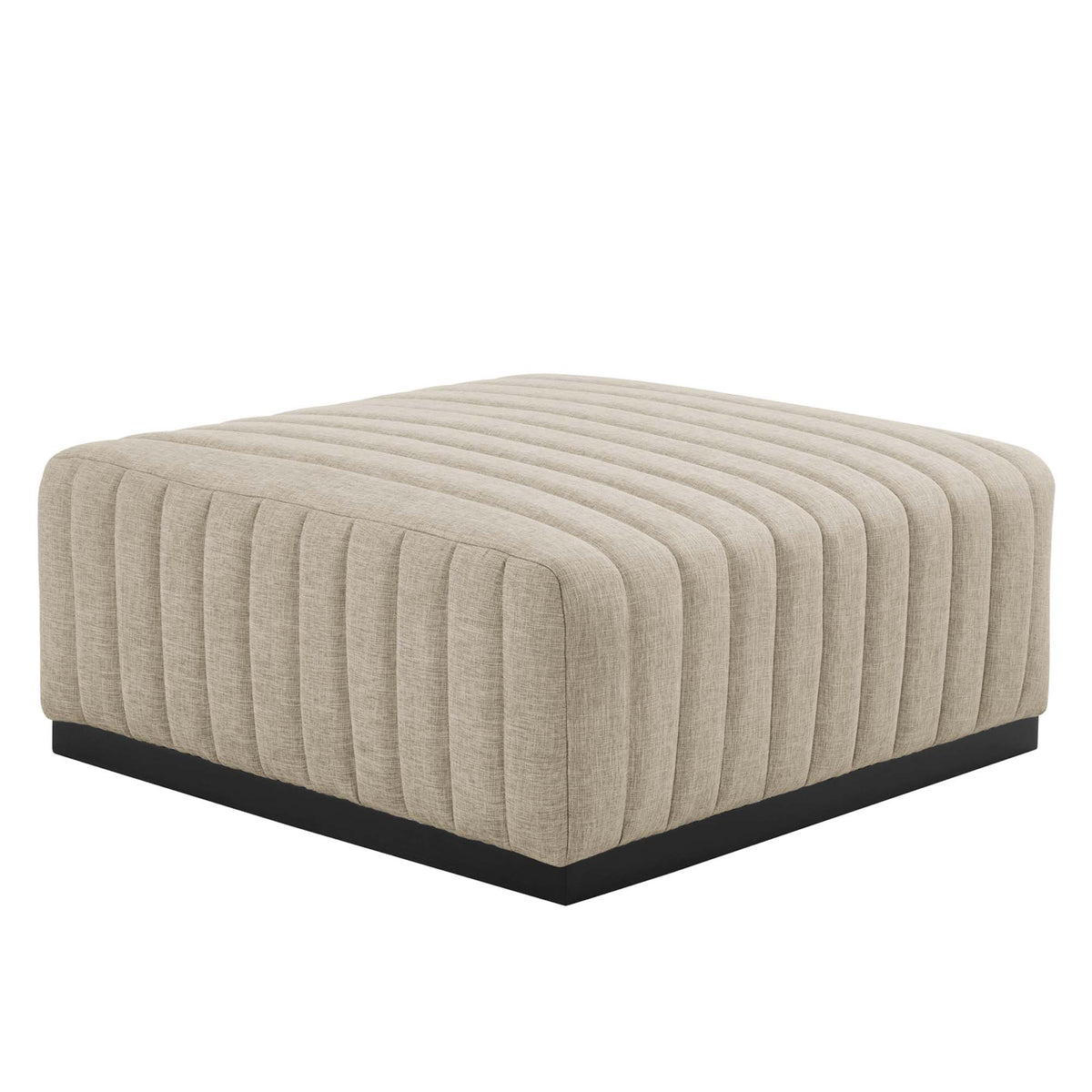 Conjure Black/Beige 4-Piece Channel Tufted Upholstered Fabric Sectional Sofa - Ornate Home