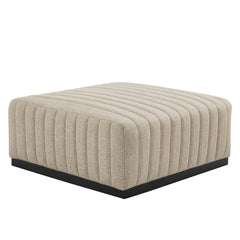 Conjure Black/Beige 4-Piece Channel Tufted Upholstered Fabric Sectional Sofa - Ornate Home