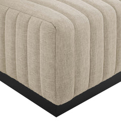 Conjure Black/Beige 4-Piece Channel Tufted Upholstered Fabric Sectional Sofa - Ornate Home