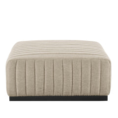 Conjure Black/Beige 6-Piece Channel Tufted Upholstered Fabric Sectional Sofa - Ornate Home
