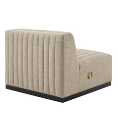 Conjure Black/Beige Channel Tufted Upholstered Fabric Armless Chair - Ornate Home