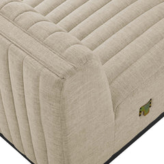 Conjure Black/Beige Channel Tufted Upholstered Fabric Armless Chair - Ornate Home