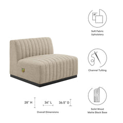 Conjure Black/Beige Channel Tufted Upholstered Fabric Armless Chair - Ornate Home