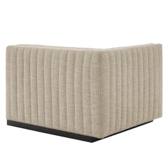 Conjure Black/Beige Channel Tufted Upholstered Fabric Left-Arm Chair - Ornate Home