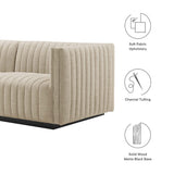 Conjure Black/Beige Channel Tufted Upholstered Fabric Loveseat - Ornate Home