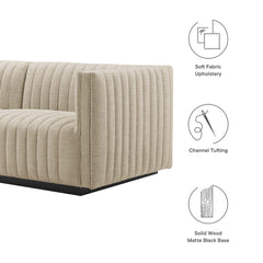 Conjure Black/Beige Channel Tufted Upholstered Fabric Loveseat - Ornate Home