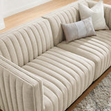 Conjure Black/Beige Channel Tufted Upholstered Fabric Loveseat - Ornate Home