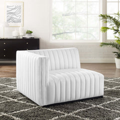 Conjure Black/White Channel Tufted Upholstered Fabric Left-Arm Chair - Ornate Home
