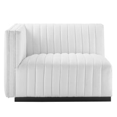Conjure Black/White Channel Tufted Upholstered Fabric Left-Arm Chair - Ornate Home