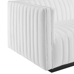 Conjure Black/White Channel Tufted Upholstered Fabric Loveseat - Ornate Home