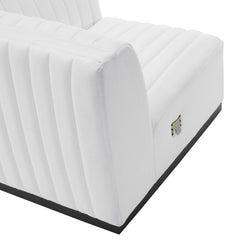 Conjure Black/White Channel Tufted Upholstered Fabric Loveseat - Ornate Home