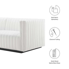 Conjure Black/White Channel Tufted Upholstered Fabric Loveseat - Ornate Home