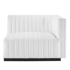 Conjure Black/White Channel Tufted Upholstered Fabric Right-Arm Chair - Ornate Home