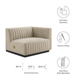 Conjure BlackBeige Channel Tufted Upholstered Fabric Right-Arm Chair - Ornate Home