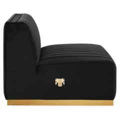 Conjure Gold/Black Channel Tufted Performance Velvet Armless Chair - Ornate Home