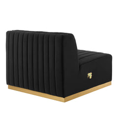 Conjure Gold/Black Channel Tufted Performance Velvet Armless Chair - Ornate Home