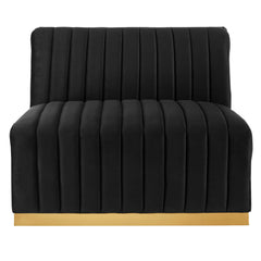 Conjure Gold/Black Channel Tufted Performance Velvet Armless Chair - Ornate Home