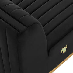 Conjure Gold/Black Channel Tufted Performance Velvet Armless Chair - Ornate Home