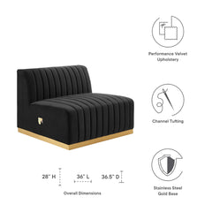 Conjure Gold/Black Channel Tufted Performance Velvet Armless Chair - Ornate Home