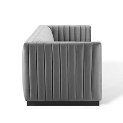 Conjure Gray Channel Tufted Velvet Sofa - Ornate Home