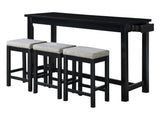 Connected Black/Gray 4-Piece Pack Counter Height Set - Ornate Home