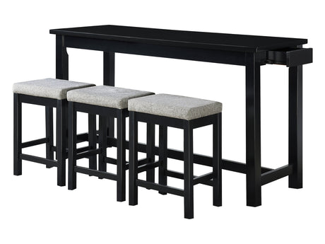 Connected Black/Gray 4-Piece Pack Counter Height Set - Ornate Home