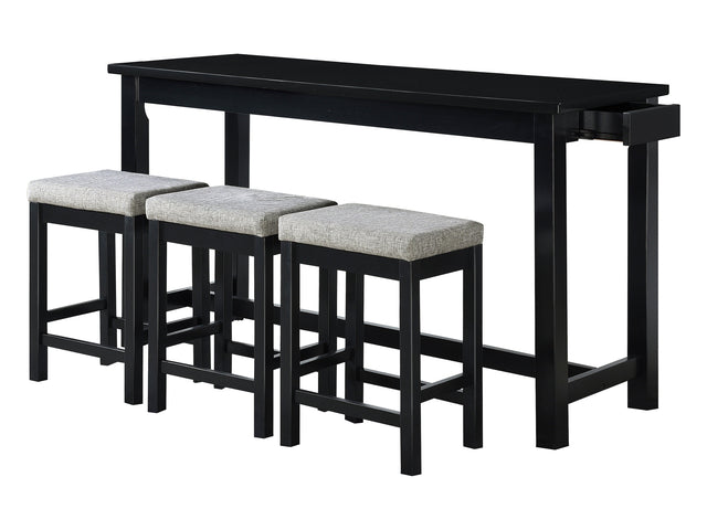 Connected Black/Gray 4-Piece Pack Counter Height Set - Ornate Home