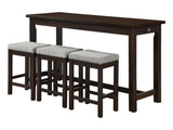 Connected Espresso/Gray 4-Piece Pack Counter Height Set - Ornate Home