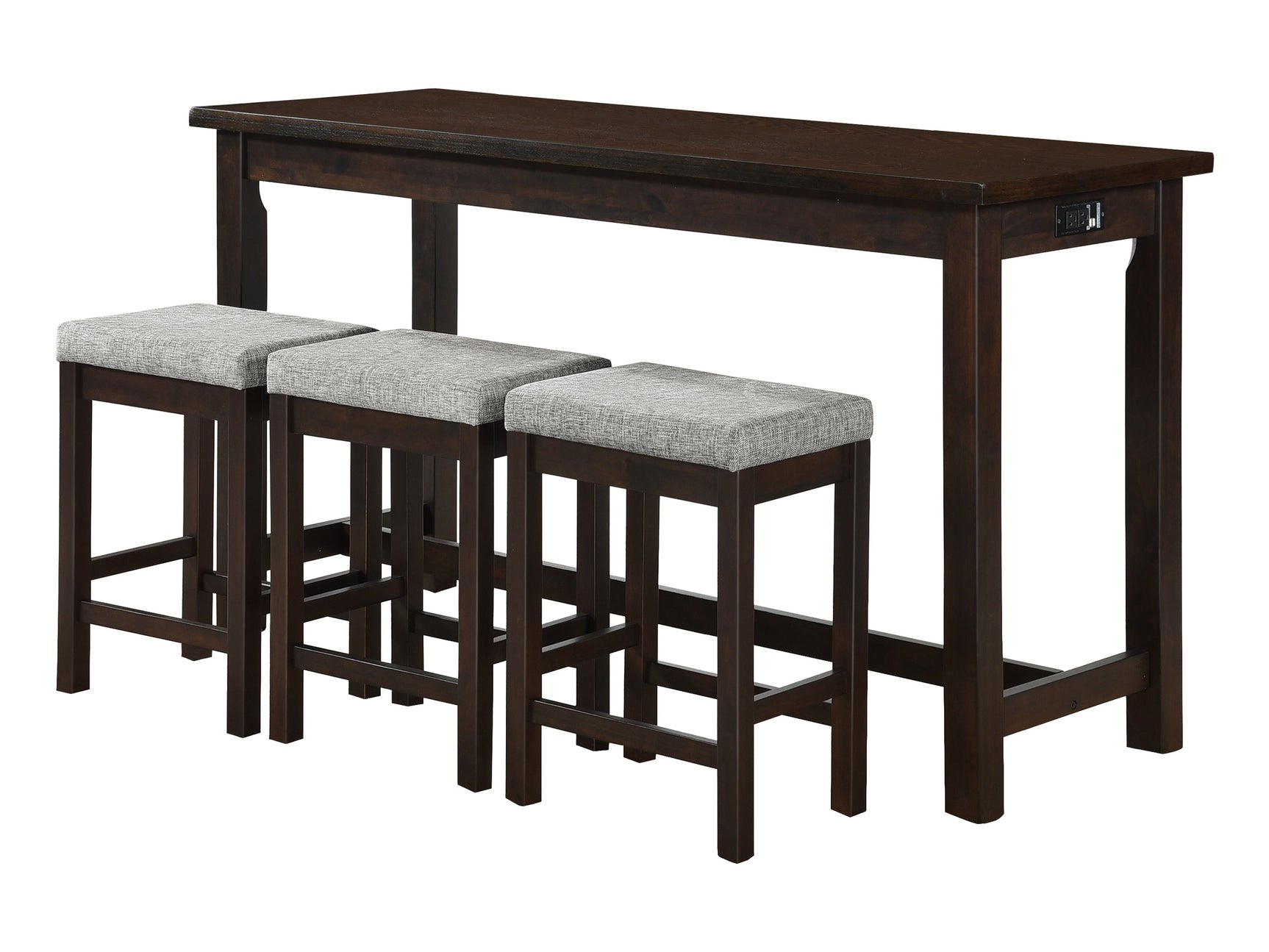 Connected Espresso/Gray 4-Piece Pack Counter Height Set - Ornate Home