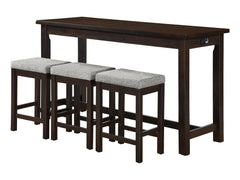 Connected Espresso/Gray 4-Piece Pack Counter Height Set - Ornate Home
