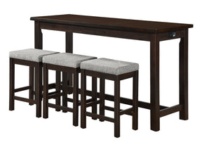 Connected Espresso/Gray 4-Piece Pack Counter Height Set - Ornate Home