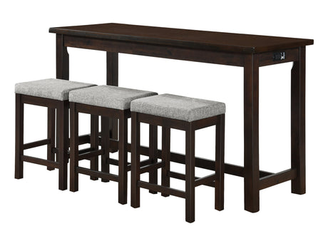 Connected Espresso/Gray 4-Piece Pack Counter Height Set - Ornate Home