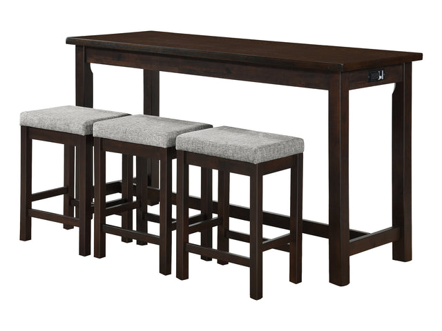 Connected Espresso/Gray 4-Piece Pack Counter Height Set - Ornate Home