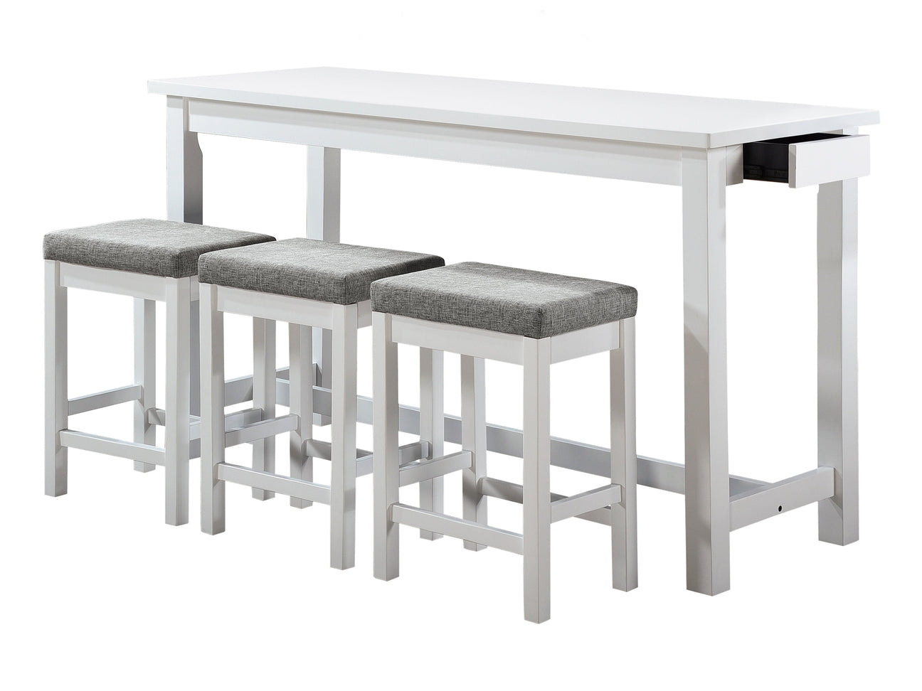 Connected White/Gray 4-Piece Pack Counter Height Set - Ornate Home