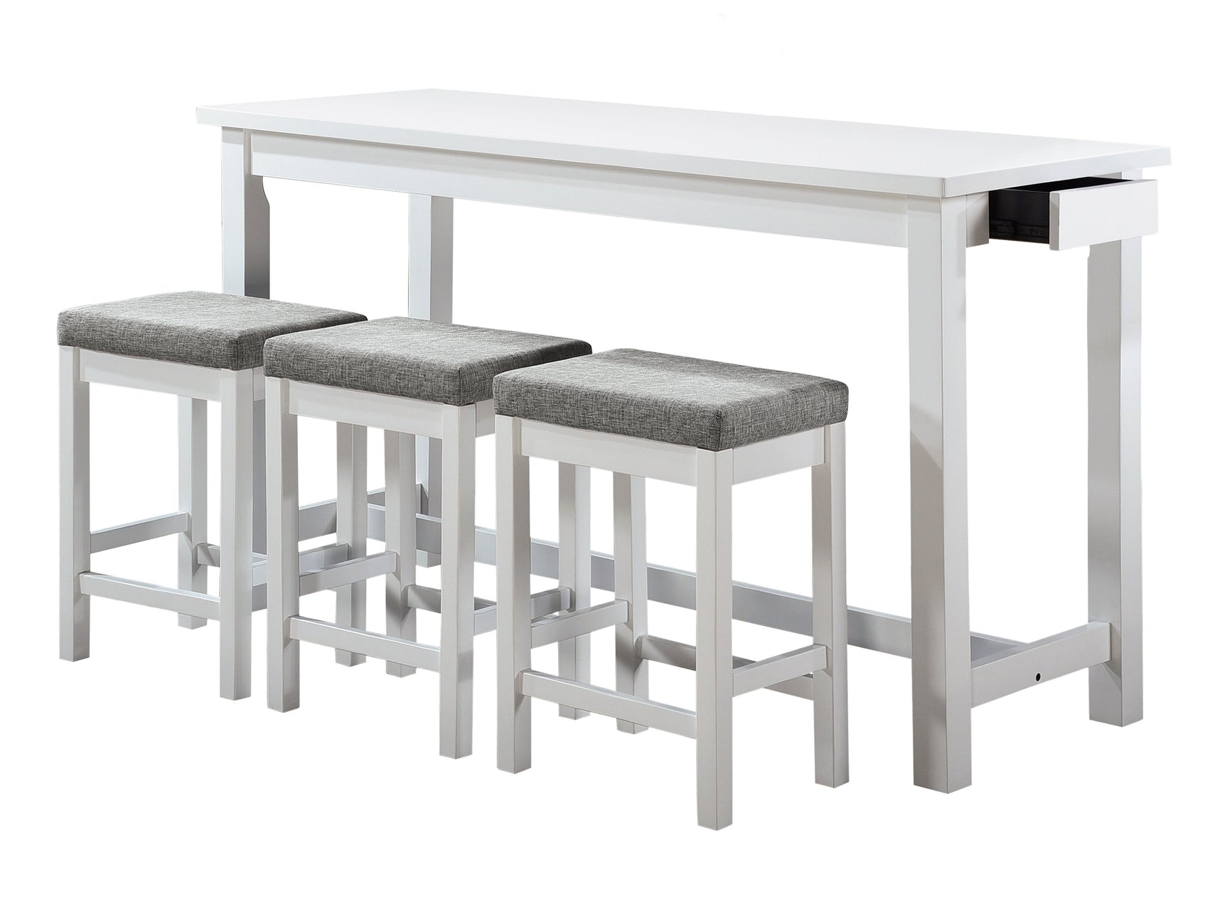 Connected White/Gray 4-Piece Pack Counter Height Set - Ornate Home