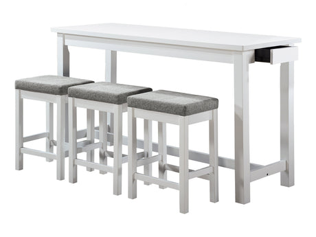 Connected White/Gray 4-Piece Pack Counter Height Set - Ornate Home