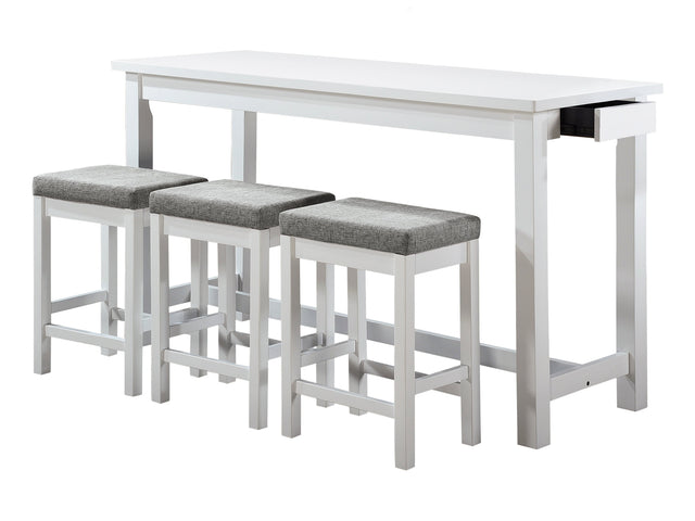 Connected White/Gray 4-Piece Pack Counter Height Set - Ornate Home