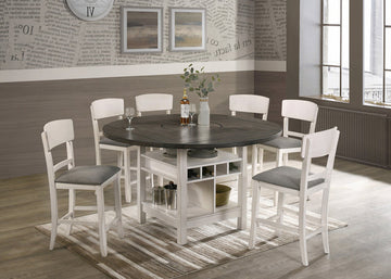 Conner Chalk & Gray Counter Height Table w/ Lazy Susan - Ornate Home