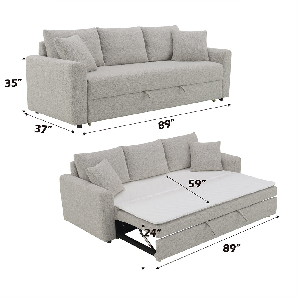 Connie Beige Boucle Sofa w/Sleeper - Ornate Home