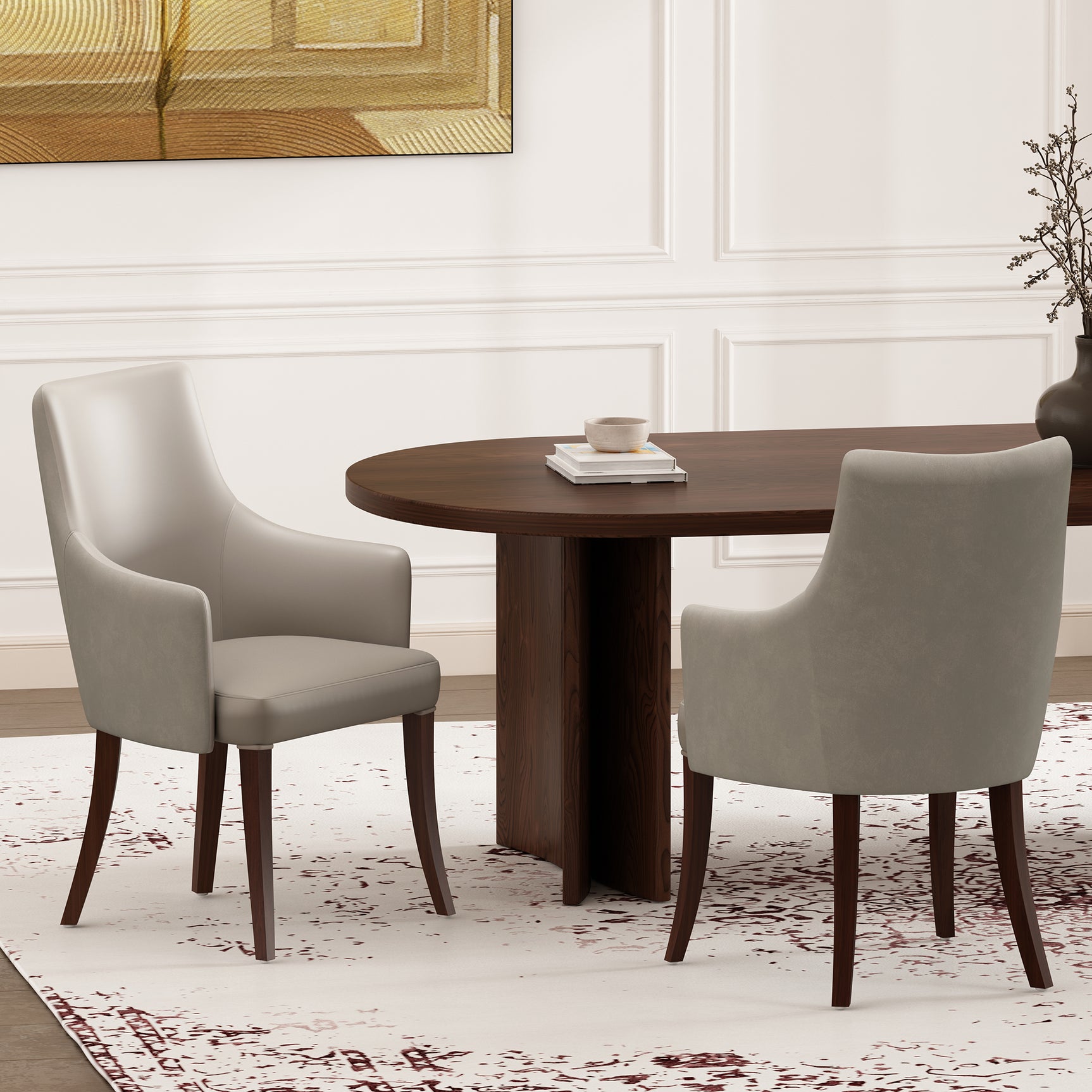 Connie Dining Armchair in Light Grey (set of 2) - Ornate Home