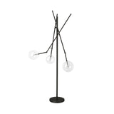 Connor Black 84" Metal Glass Globe Three Light Floor Lamp - Ornate Home
