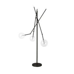 Connor Black 84" Metal Glass Globe Three Light Floor Lamp - Ornate Home